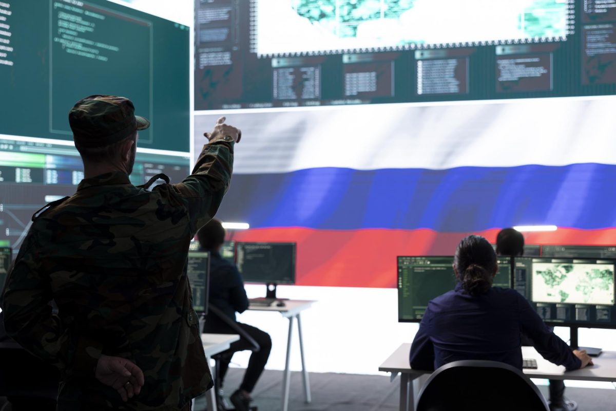 Russian military officer in high tech government agency speaking false ideals.
(Freepik)
