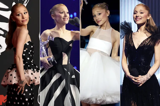 Screenshots of the artists' various outfits for the VMA's evening.